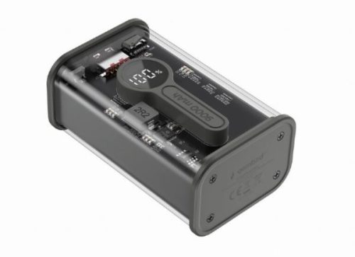 Gembird Transparent QC3.0 quick charging power bank, 18000 mAh, black