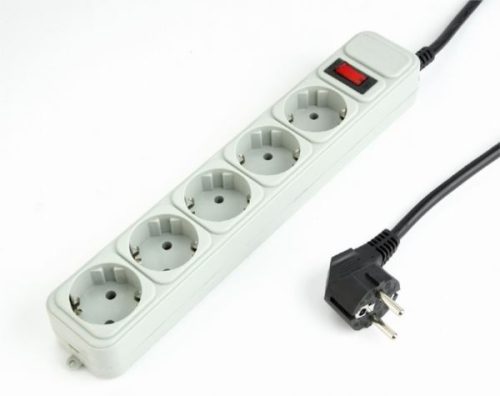 Gembird Surge protector, 5 sockets, 3m, grey