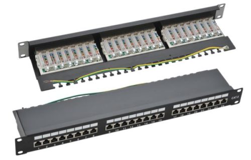 NaviaTec Cat6 Shielded 24-Port Patch Panel Black