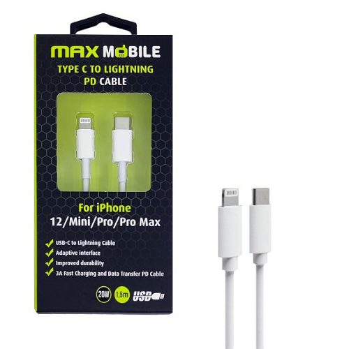 MAXMOBILE DATA KABAL I-PHONE LIGHTNING-TYPE C PD 3A,30W 1.5m bijeli