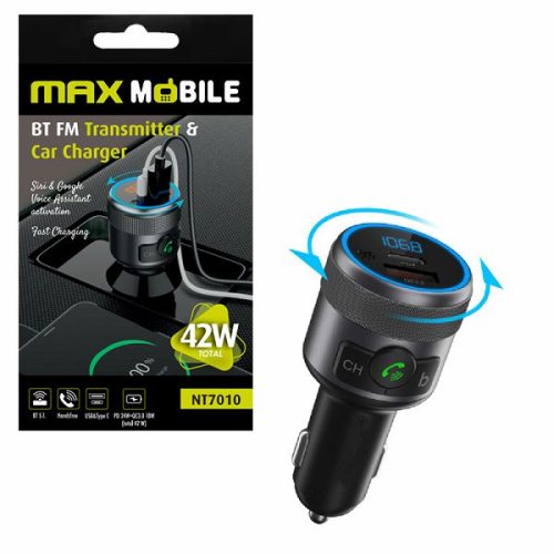 MAXMOBILE FM transmitter i Auto punjač NT7010,total 42W Type C/USB