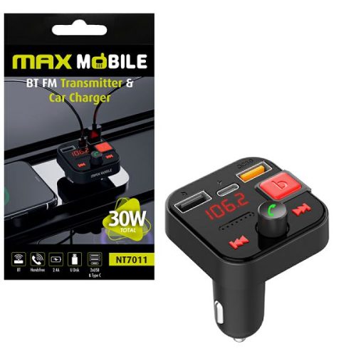MAXMOBILE FM transmitter i Auto punjač NT7011,total 30W Type C/USB