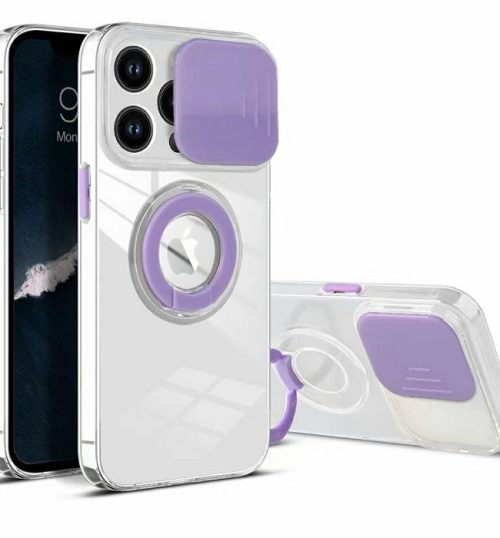 MM TPU IPHONE 13 PRO MAX 6.7 CLEAR CAM AND RING, 2mm purple