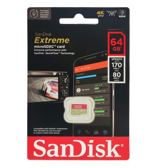 SANDISK MEMORIJSKA KARTICA MicroSDXC™ UHS-I V30 EXTREME 64GB 170MB/s