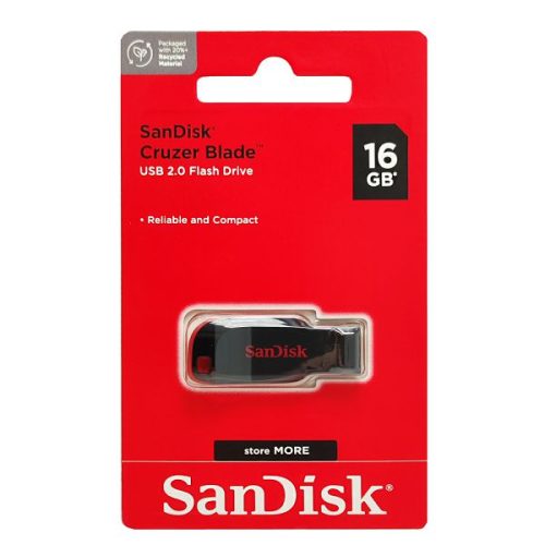 SANDISK USB 2.0 FLASH DRIVE CRUZER BLADE 16GB