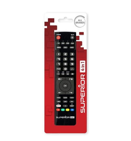 SUPERIOR UNIVERZALNI DALJINSKI UPRAVLJAČ 4U1 Classic CRNI (progr.)SLIM