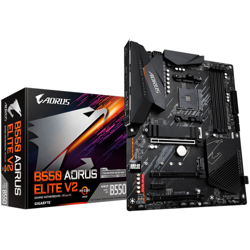 GIGABYTE Mainboard Desktop B550 AORUS ELITE V2 DDR4 (Socket AM4, 4x DDR4 up to 128GB, 1x PCI--Ex16x16 CPU, 3x PCI-Ex16 x2, x1_2,x1_1 Chipset, 2x M.2, 4x SATA 6Gb/s, 1xDP, 1xHDMI, 2x USB Gen2, 3x USB Gen1, Realtek 2.5GbE LAN, ATX, Retail)