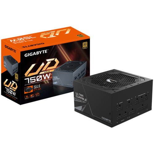 GIGABYTE UD750GM PG5 Power Supply 750W, PCIe Gen5 16Pin, Modular, 80 PLUS Gold, Japanese capacitors, 120mm smart control fan, EU plug