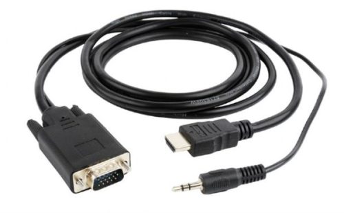 Gembird HDMI to VGA and audio adapter cable, single port, black 3m