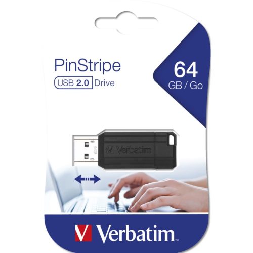 USB STICK VERBATIM 2.0 #49065 64GB PINSTRIPE BLACK