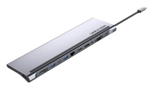 Vention Multi-function USB-C to DP HDMI VGA USB-C Gen 1 USB 3.0x2 USB 2.0 RJ45 SD TF TRRS 3.5mm PD Docking Station 0,25m