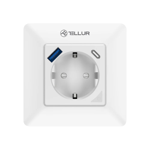 TELLUR PAMETNA WIFI UTIKAČ, 3600W, 16A, PD20W, USB 18W, OČITAVANJE ENERGIJE, BIJELA