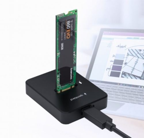 Gembird Desktop USB Type-C M.2 SATA NVME SSD drive docking station, black