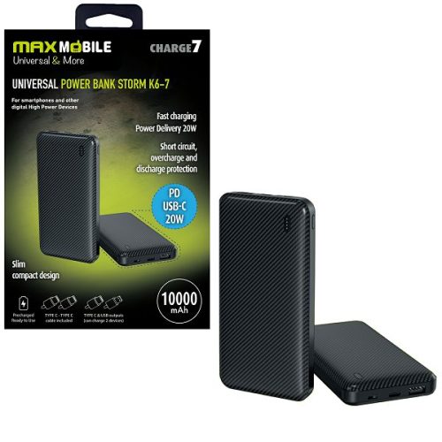 MAXMOBILE POWER BANK STORM K6-7 10000mAh 20W PD USB-C crni