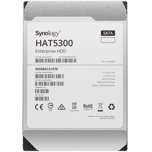 Synology HAT5300-4T 4TB 3.5" Enterprise HDD, 7.200 rpm, Buffer size : 256 MiB, SATA 6 Gb/s, 5 year warranty