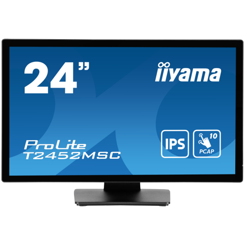 IIYAMA Monitor LED PROLITE T2452MSC-B1 24” PCAP multi-touch edge-to-edge glass and anti fingerprint coating IPS Full HD 400 cd/m² HDMI DP Speakers