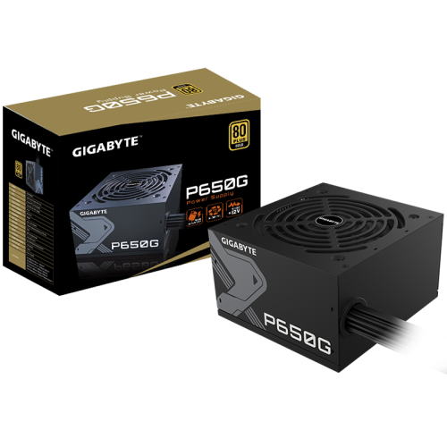 GIGABYTE P650G Power Supply 650W, 80+ Gold, Japanese capacitors, 120mm smart fan, EU plug