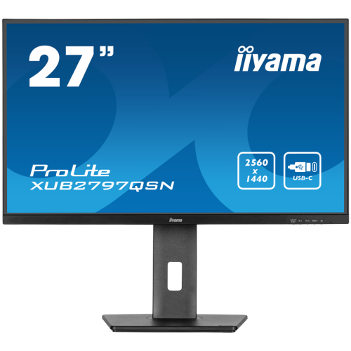 IIYAMA Monitor LED XUB2797QSN-B2 27" IPS 2560 x 1440 @100Hz 300 cd/m² 1300:1 1ms HDMI DP USB-C 65W RJ45 Daisy Chain USB Hub 3.2 height, swivel, tilt, pivot (rotation both sides), 3-side borderless design, matte finish