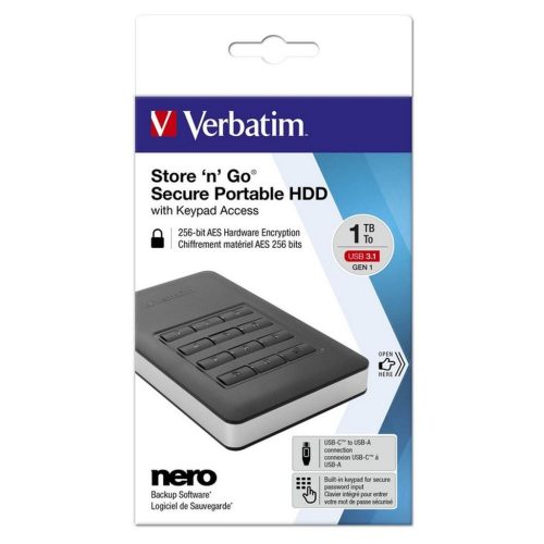 Externi hard disk Verbatim #53401 Store'n'Go sigurni prijenosni s tipkovnicom, 256-bit AES, 1TB USB