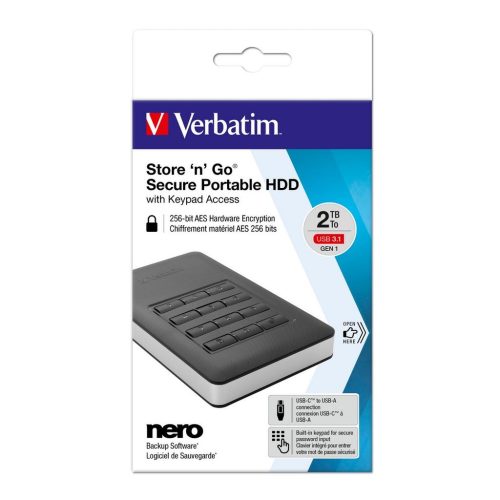 Externi hard disk Verbatim #53403 Store'n'Go sigurni prijenosni s tipkovnicom, 256-bit AES, 2TB USB
