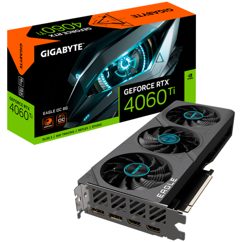 GIGABYTE Video Card NVIDIA GeForce RTX 4060 TI EAGLE OC 8G, GDDR6 8GB/128bit, PCI-E 4.0 x8, 2xHDMI, 2xDP, 1x8-pin, ATX 2-slot, Retail