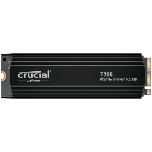 Crucial T705 1TB PCIe Gen5 NVMe M.2 SSD with heatsink